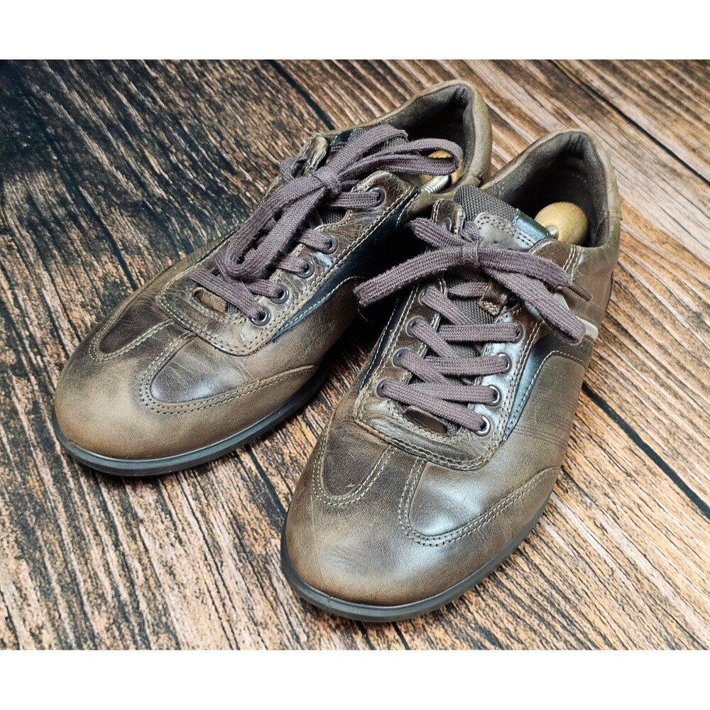 Ecco Fenn Tie Genuine Leather Lace Up Oxford Shoes Brown Black Mens 44/10-10.5 - Picture 3 of 12